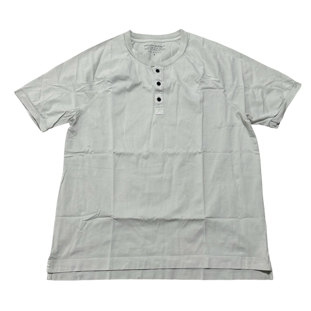 Banana Republic Authentic Tee Supima Cotton Henley Shirt Green Size Large 22x29